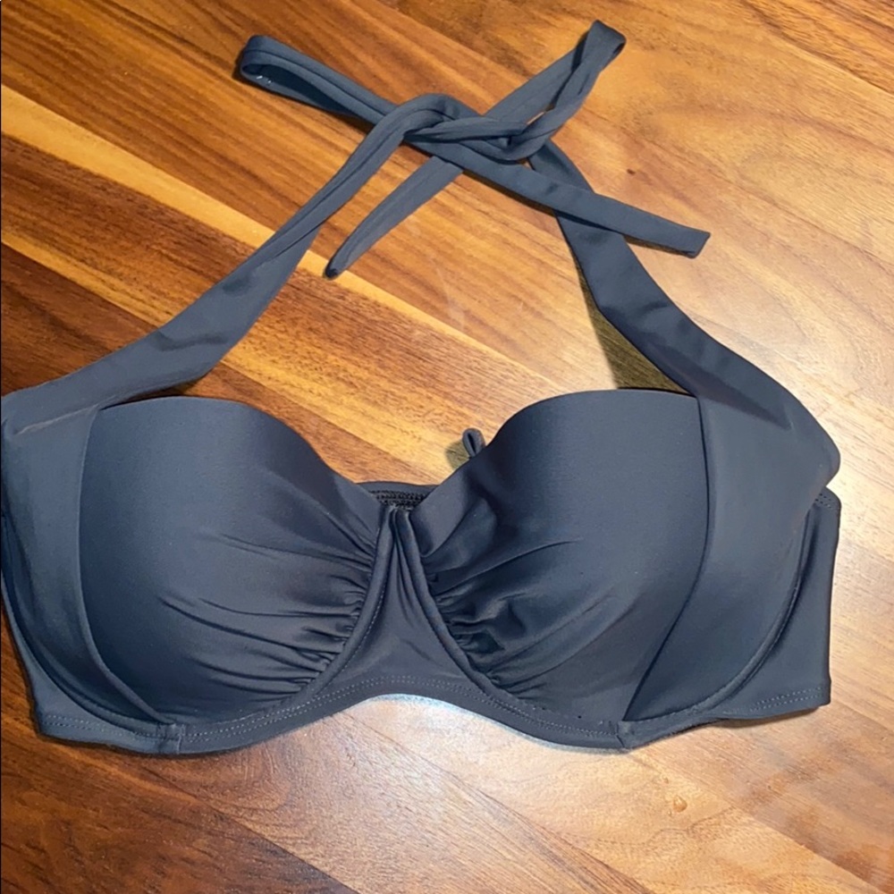 Strapless or halter top grey bikini